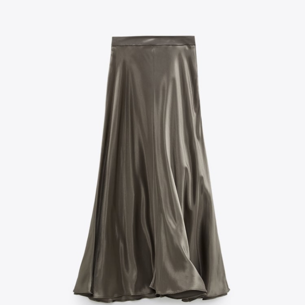ZARA Satin Effect Midi Skirt - Picture 4 of 4